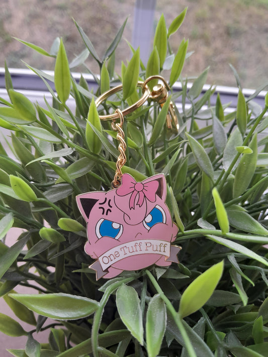 Jigglypuff "One Tuff Puff" Metal Keyring // Pokemon