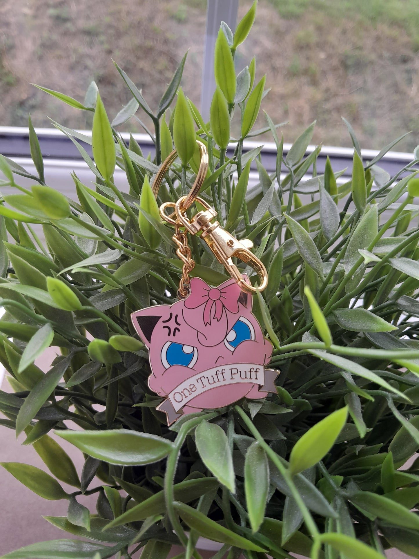 Jigglypuff "One Tuff Puff" Metal Keyring // Pokemon