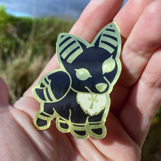 Anubis Glossy Gold Metallic Sticker - 2.5"