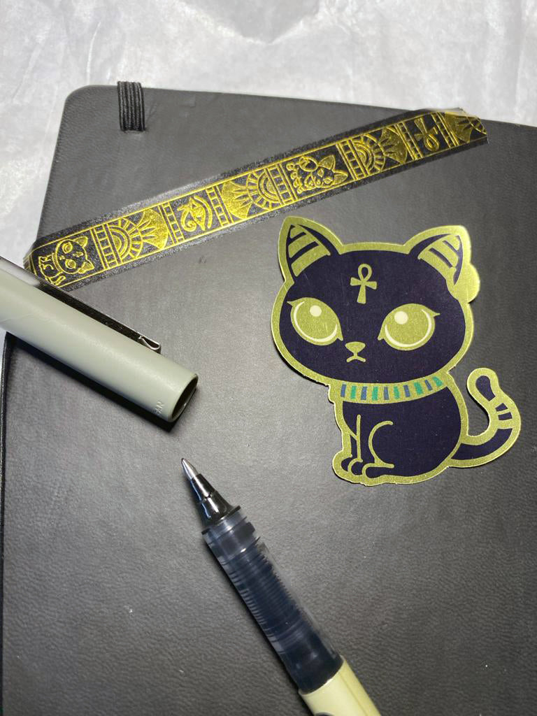 Bastet Glossy Gold Metallic Sticker - 2.5"