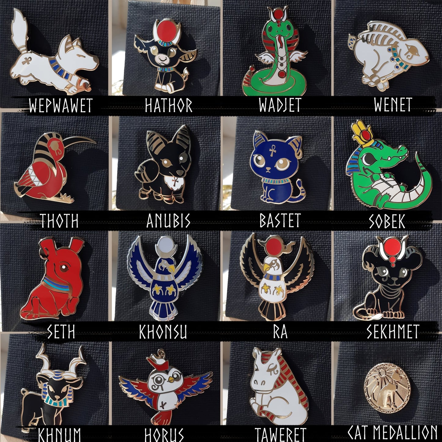 Full Set: 'Dorable Deities Series 1 // Egyptian Mythology Enamel Pins