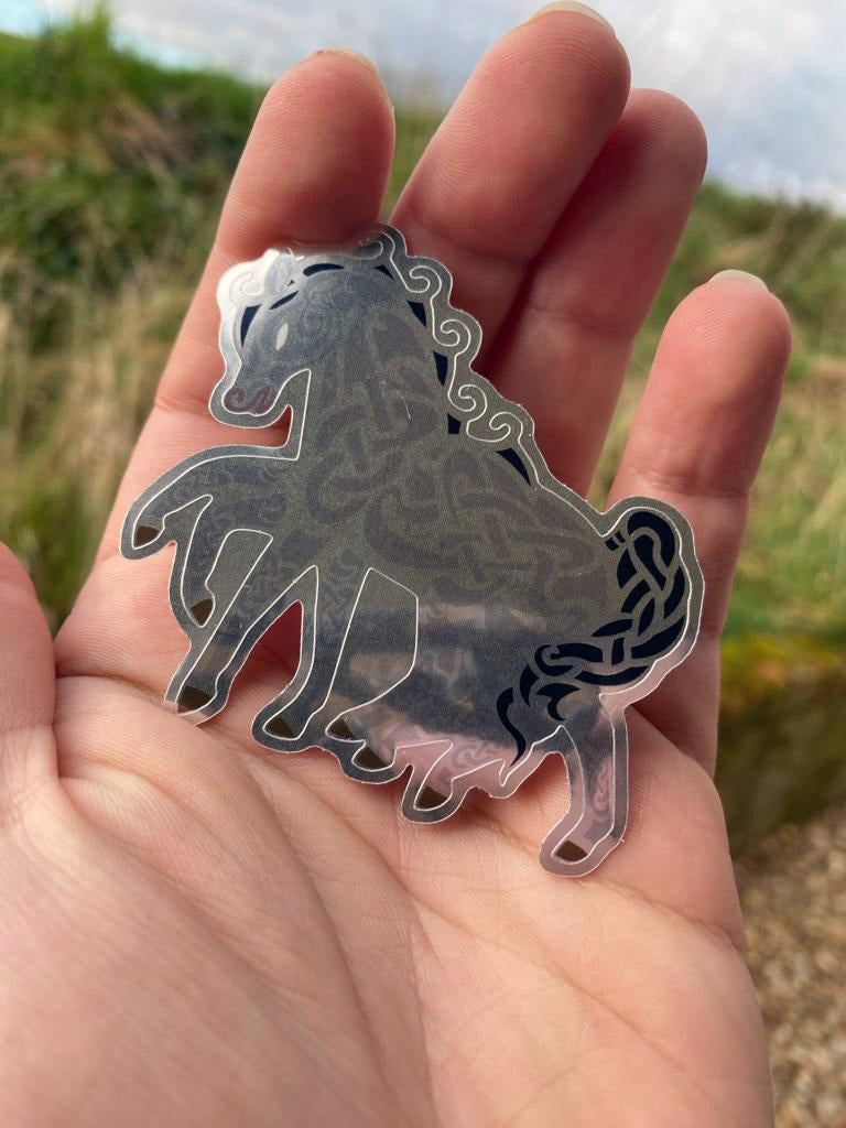 Sleipnir Glossy Silver Metallic Sticker - 2.5"