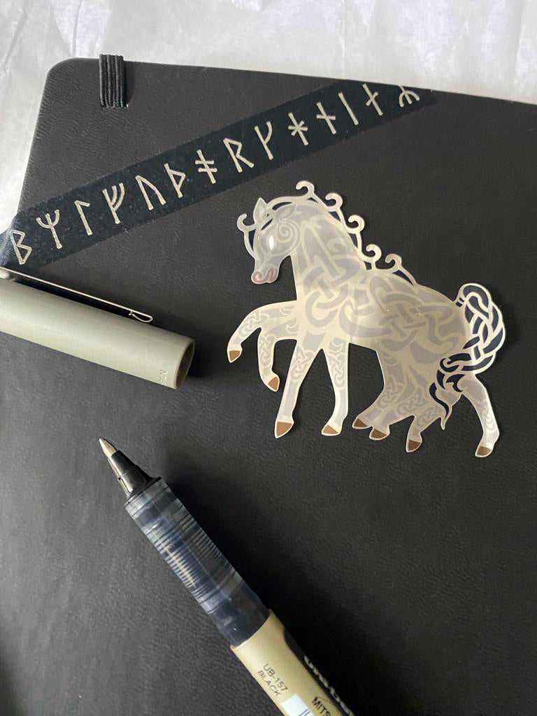 Sleipnir Glossy Silver Metallic Sticker - 2.5"