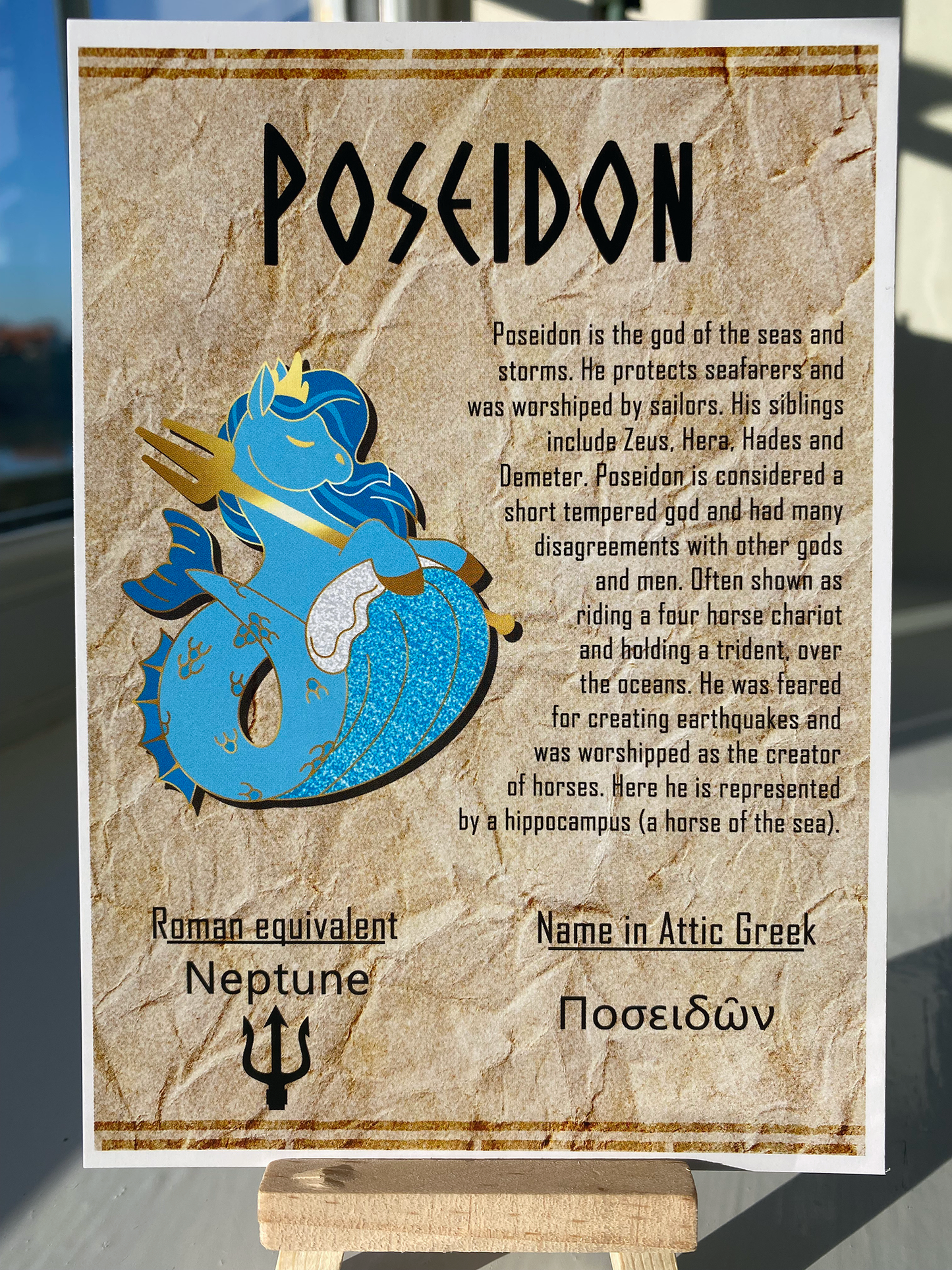 Poseidon Hippocampus // Greek God Enamel Pin