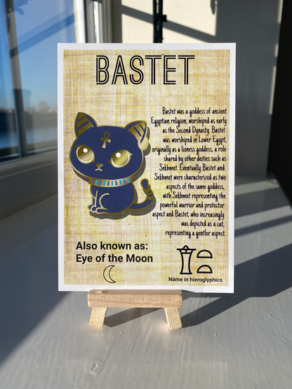 Postcard of the egyptian goddess Bastet. Contains information of the god.