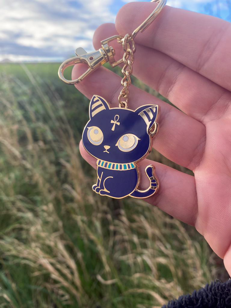 Bastet Egyptian God Metal Keyring // Egyptian Mythology