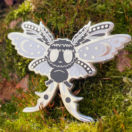 Black/White Moth Enamel Pin