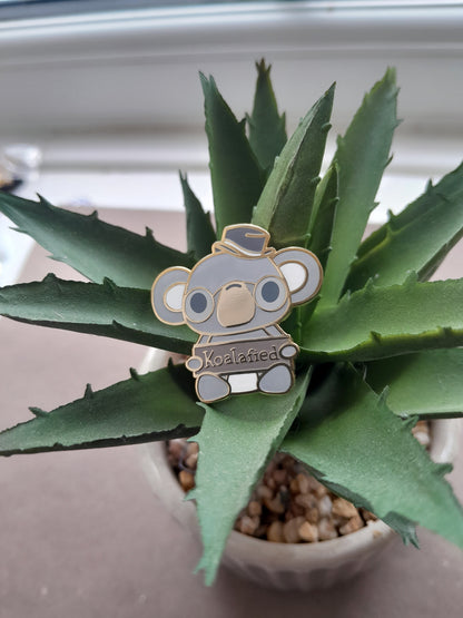 Cute Koala Koalafied // Graduation // Promotion Gift // Hard Enamel Pin // 30mm Tall // Gold Plated Metal