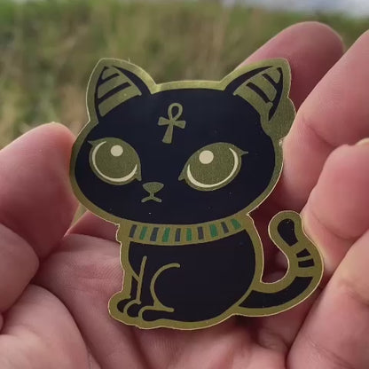 Bastet Glossy Gold Metallic Sticker - 2.5"