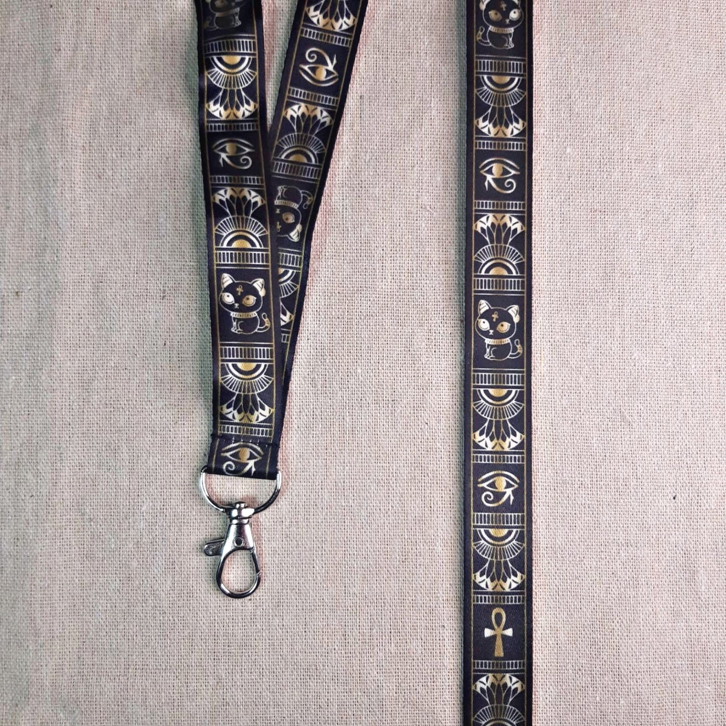 Bastet - Egyptian Gods Lanyard // Black & Gold // 45cm // Safety Clasp // High Quality