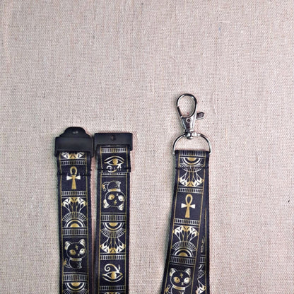 Bastet - Egyptian Gods Lanyard // Black & Gold // 45cm // Safety Clasp // High Quality