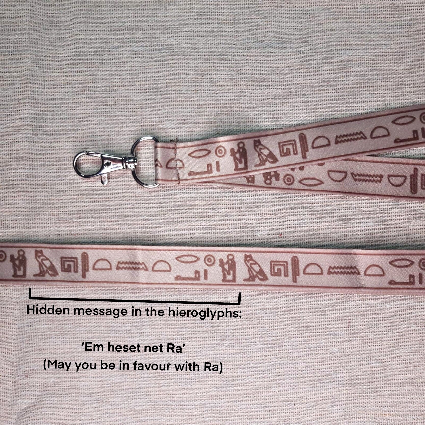 Hieroglyphs Ancient Egyptian Lanyard // Tanned // 45cm // Safety Clasp // High Quality