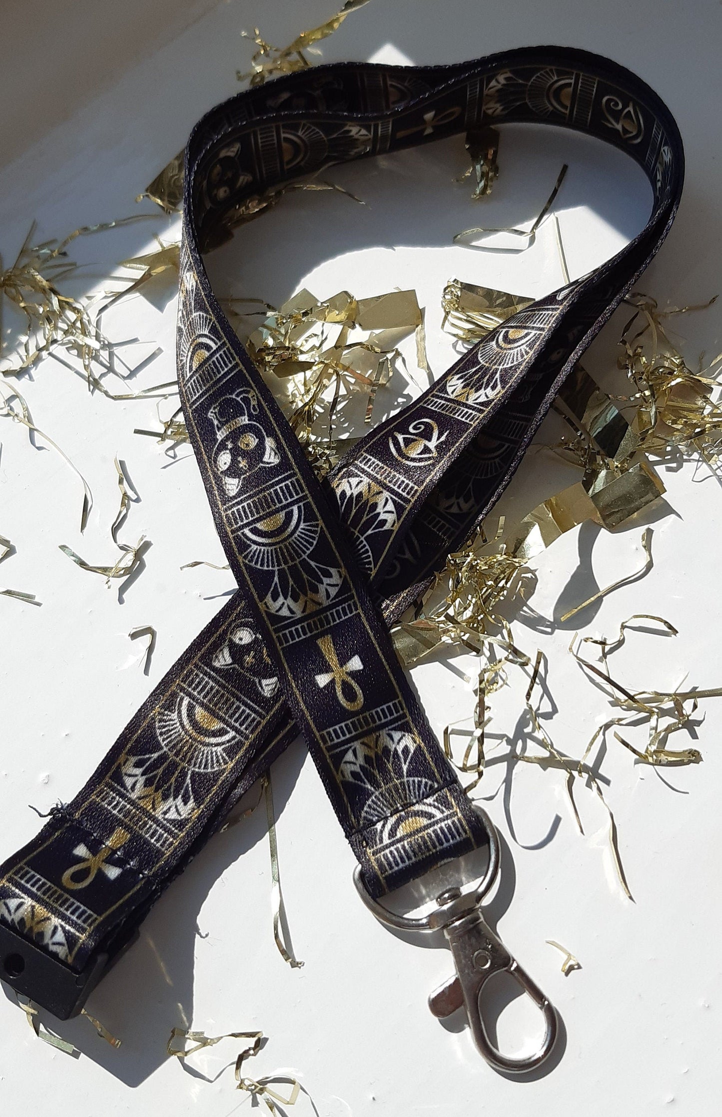 Bastet - Egyptian Gods Lanyard // Black & Gold // 45cm // Safety Clasp // High Quality