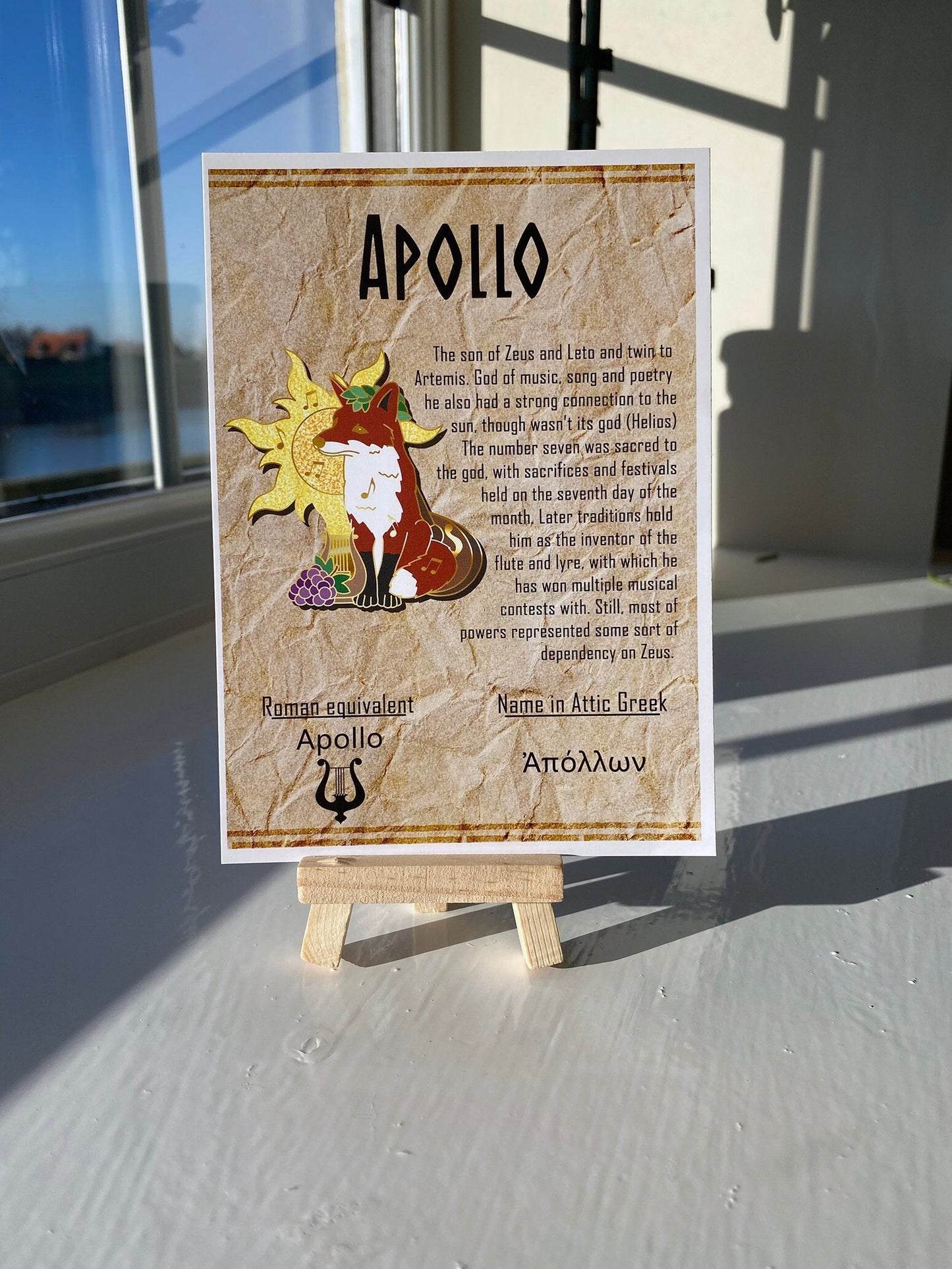 Apollo Postcard // Fox Dorable Deities // A6 Glossy // Blank Back