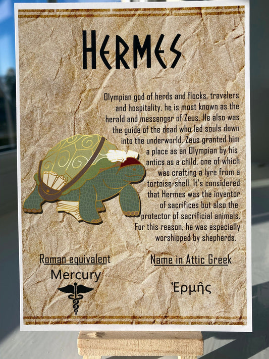 Hermes Postcard // Tortoise Dorable Deities // A6 Glossy // Blank Back