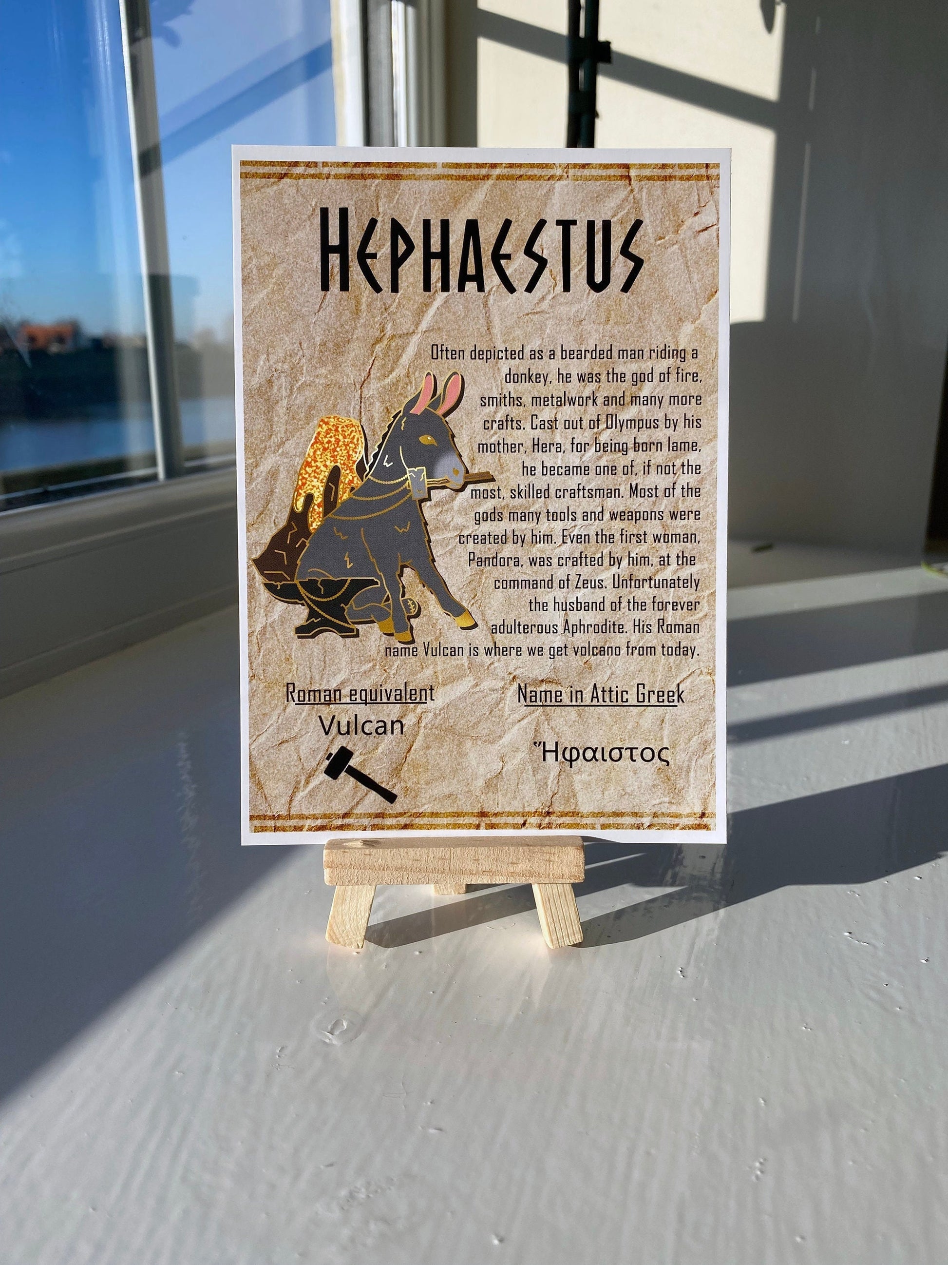 Hephaestus Postcard // Donkey Dorable Deities // A6 Glossy // Blank Back