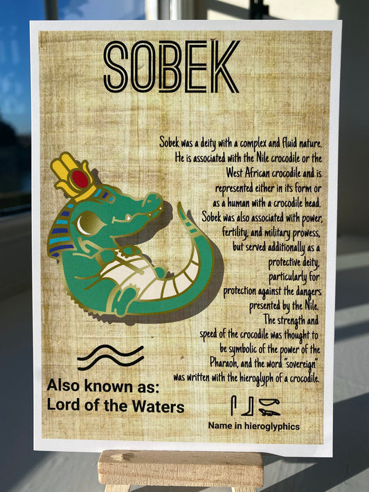 Sobek Postcard Print // Nile God // Crocodile Dorable Deities // A6 Glossy // Blank Back