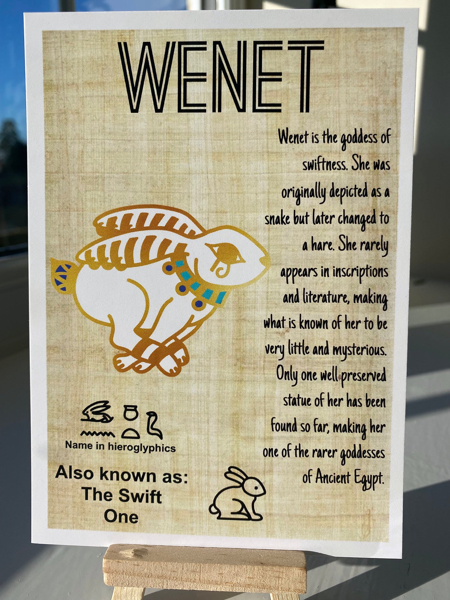 Wenet Postcard Print // Swiftness Goddess // Hare Dorable Deities // A6 Glossy // Blank Back