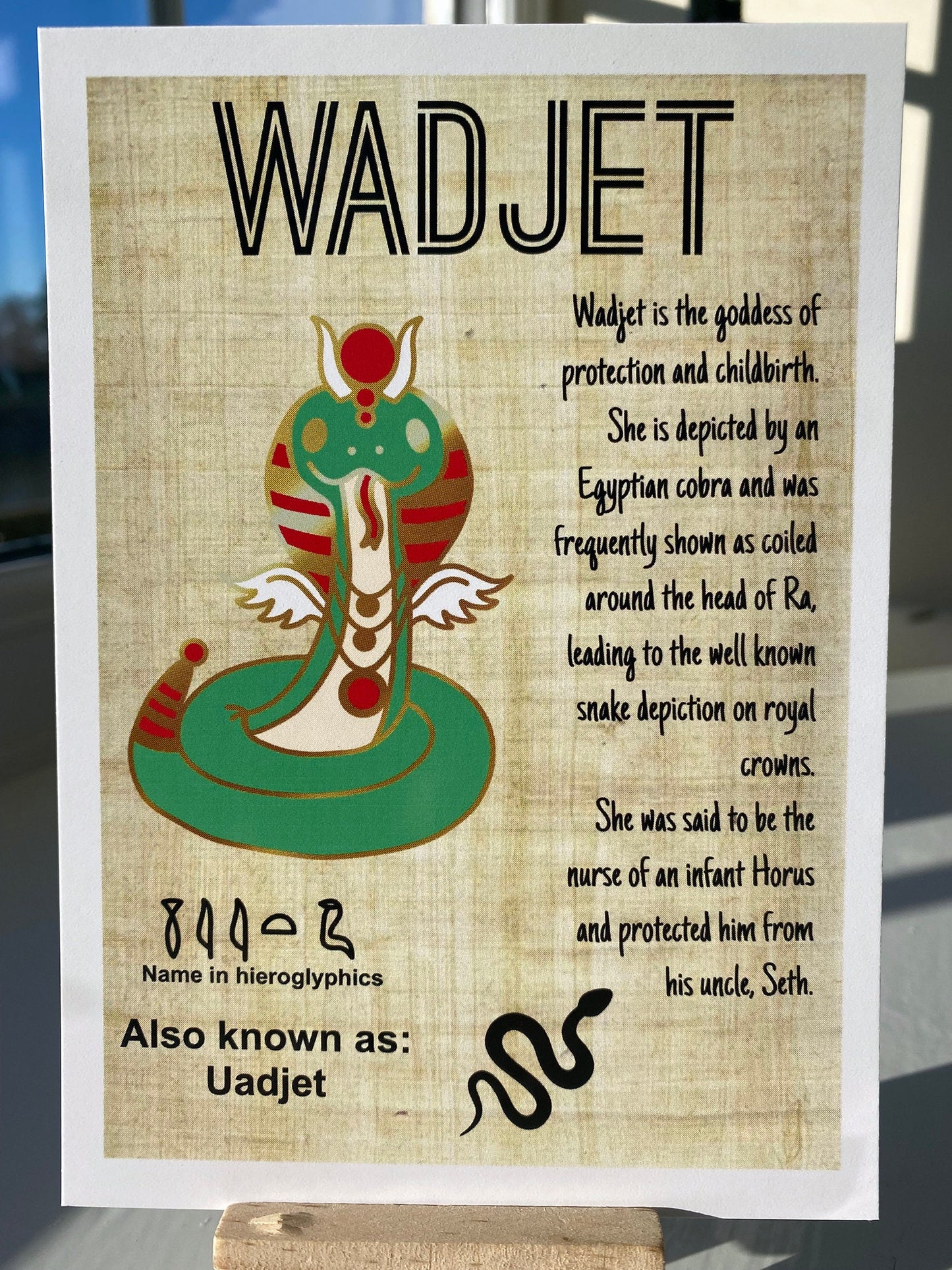 Wadjet Postcard Print // Protection God // Snake Dorable Deities // A6 Glossy // Blank Back