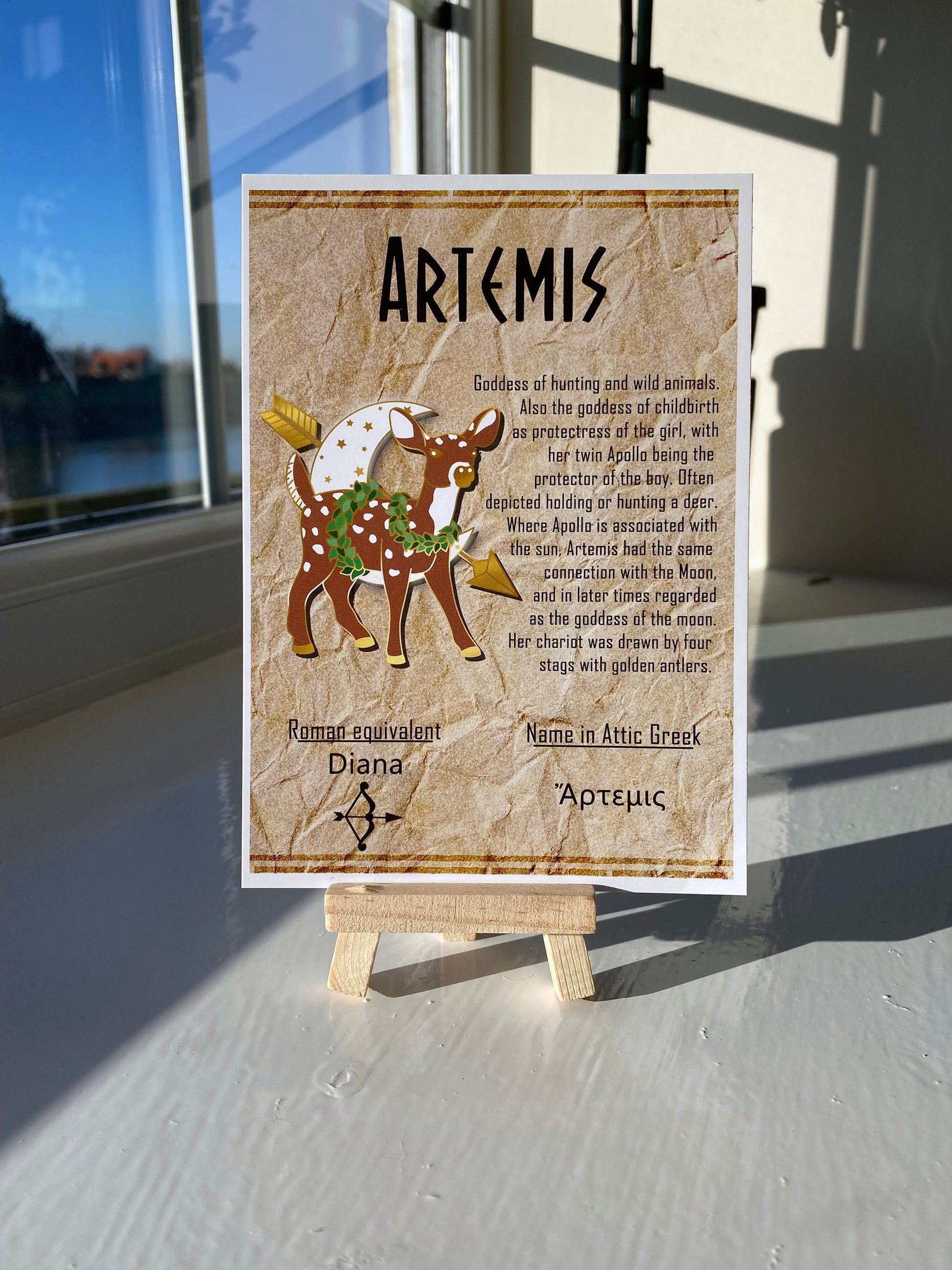 Artemis Postcard // Deer Dorable Deities // A6 Glossy // Blank Back