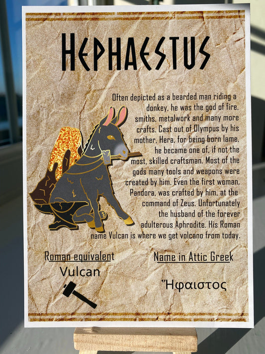 Hephaestus Postcard // Donkey Dorable Deities // A6 Glossy // Blank Back