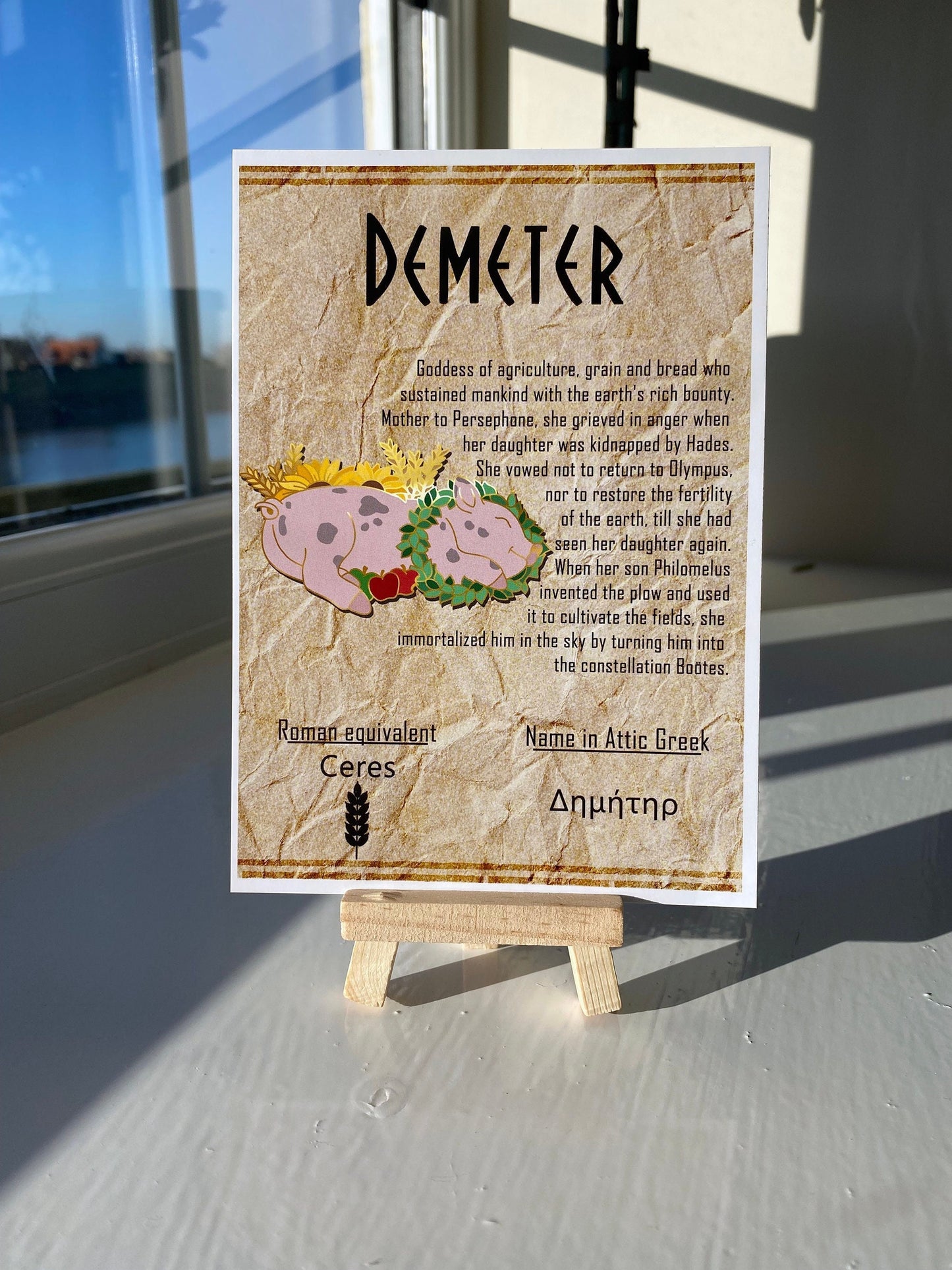 Demeter Postcard // Pig Dorable Deities // A6 Glossy // Blank Back