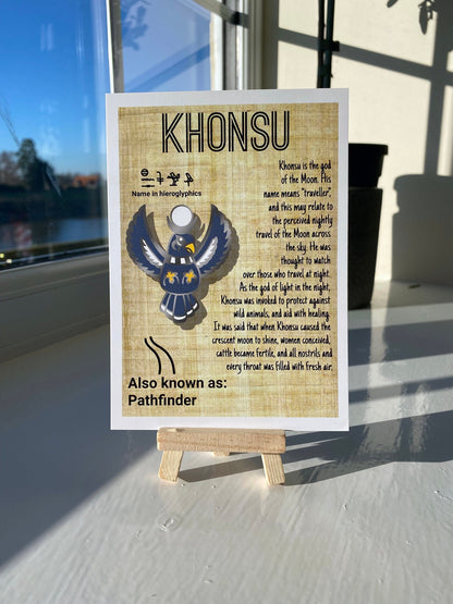 Khonsu Postcard Print // Moon God // Falcon Dorable Deities // A6 Glossy // Blank Back