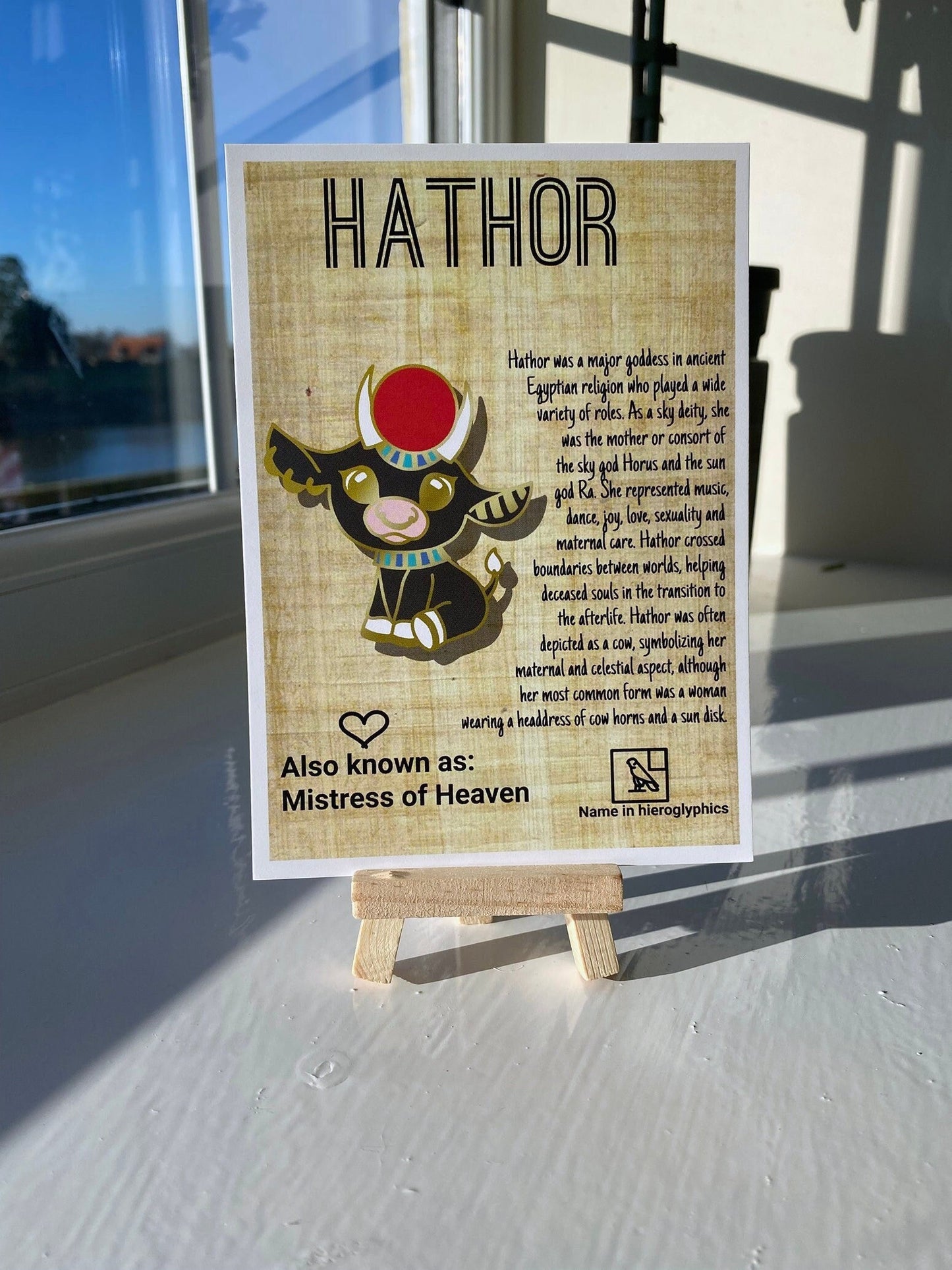 Hathor Postcard Print // Motherhood Goddess // Cow Dorable Deities // A6 Glossy // Blank Back