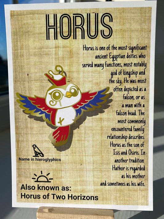 Horus Postcard Print // Sky God // Hawk Dorable Deities // A6 Glossy // Blank Back