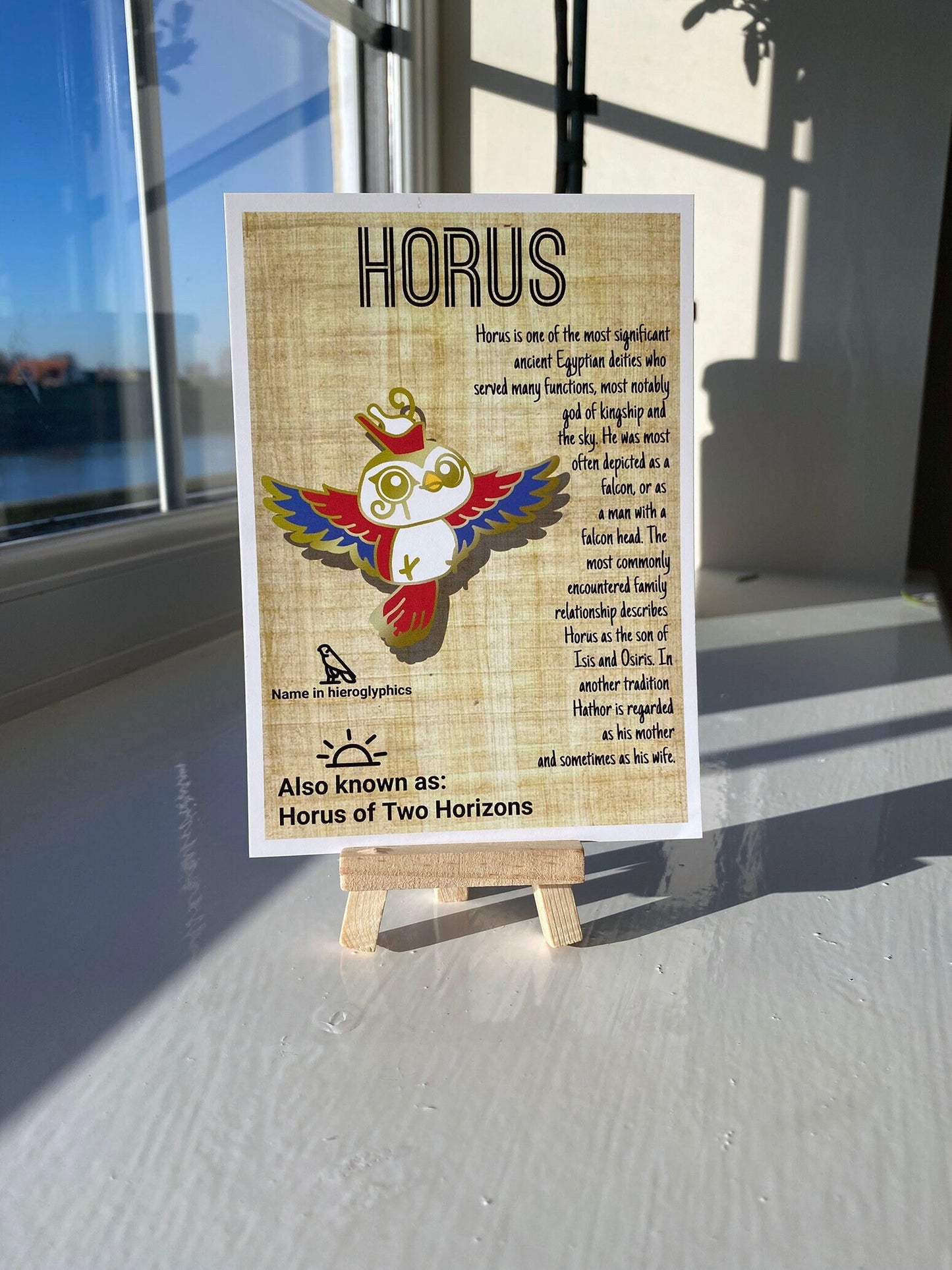 Horus Postcard Print // Sky God // Hawk Dorable Deities // A6 Glossy // Blank Back