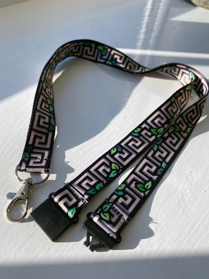 Greek Pottery Themed Lanyard // 45cm // Safety Clasp // High Quality