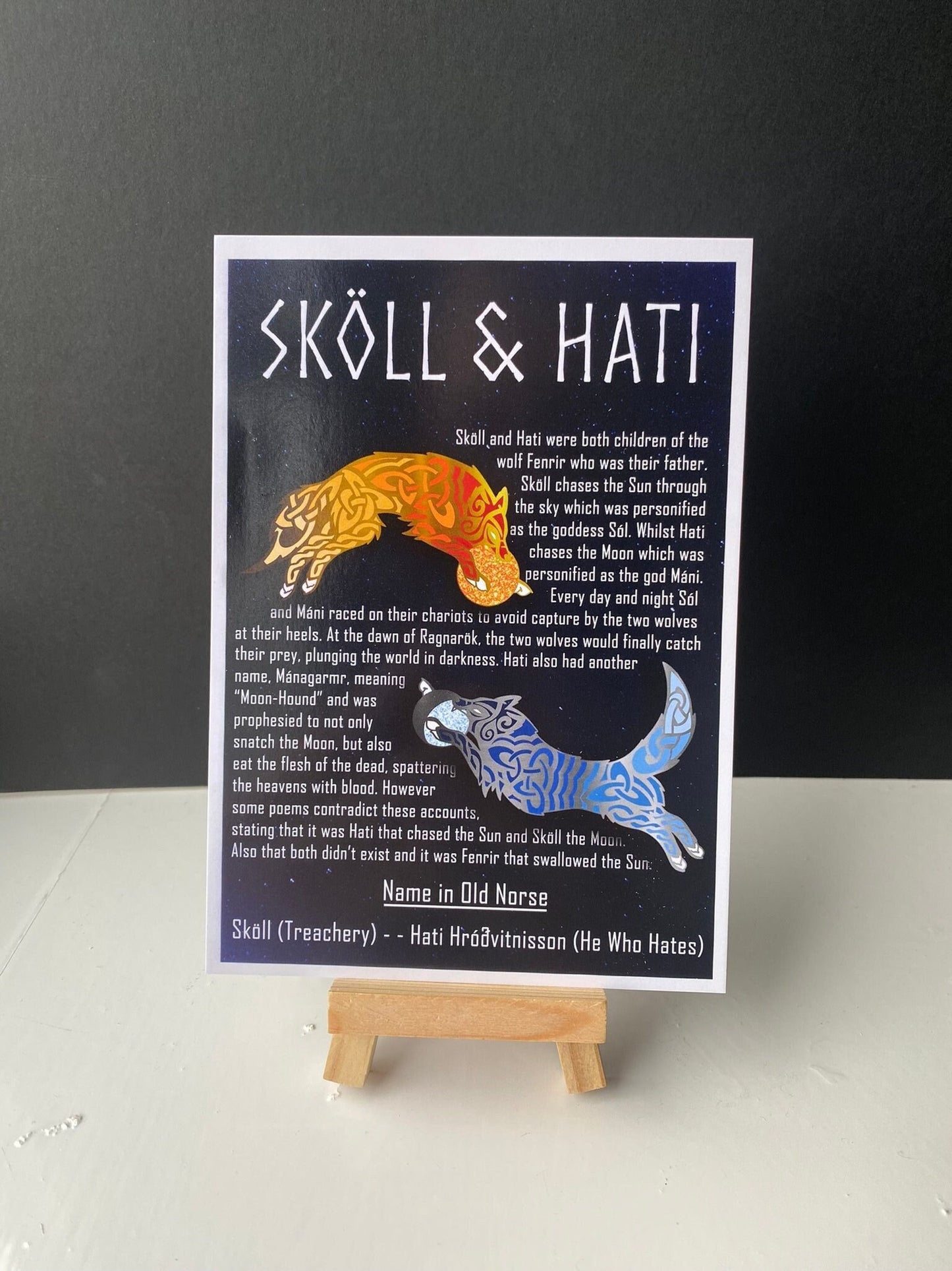 Sköll & Hati Postcard Print // Norse Wolves // Ragnarok Series // A6 Glossy // Blank Back